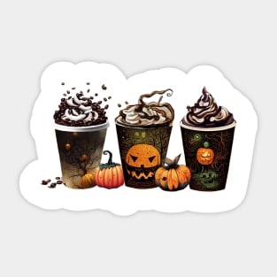 Halloween coffee cups - fall style coffee design Sticker